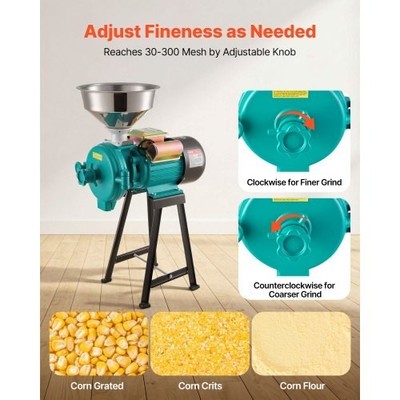 VEVOR Electric Grain Mill Grinder, 110 lbs/H Commercial Spice Grinders, 1500W Ca