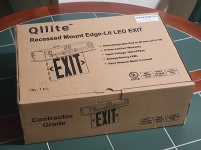 Qllite Recessed Mount Edge-Lit LED EXIT Sign Contractor Grade Open Box New Nice