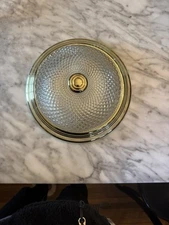 ✨  13" Antique Gold Brass Cut Crystal Crystal Flush Mount Ceiling Light Fixture