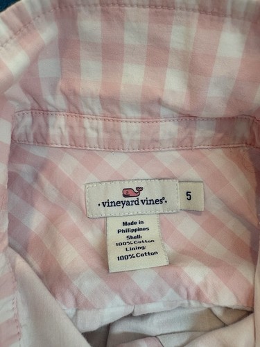 Vineyard Vines Girls Pink White Gingham Check Belted Shirt Dress Size 5 EUC - Picture 3 of 7