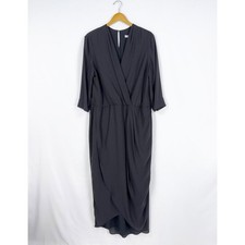 Revolve Amanda Uprichard Women's Provenance Faux Wrap Midi Dress 3X Black