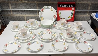 Corelle Chutney Service For 6 Dinner, Bread, Cereal, Cup, Saucer, Burner Covers