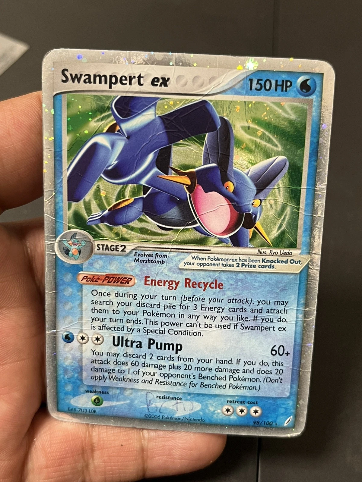 Swampert ex 98/100 Crystal Guardians Holo Rare Pokemon TCG Nintendo DMG vintage