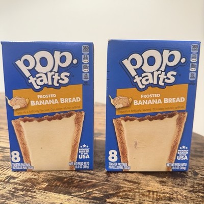 2x Kellogg's Pop Tarts FROSTED BANANA BREAD Toaster Pastries 8 Count 13.5oz 2 PK