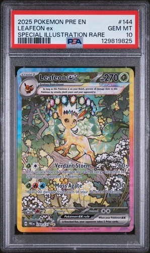 2025 POKEMON PRISMATIC EVOLUTIONS ILLUSTRATION RARE #144 LEAFEON EX PSA 10