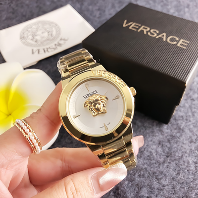 VERSACE ホワイトダイヤル ゴールドケース 時計 Women's VERSACE 38mm Luxurious Wrist Quartz Watch with box | eBay