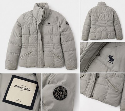 Abercrombie Kids XL Light Gray Puffer Jacket Coat Girls Winter Zip Up