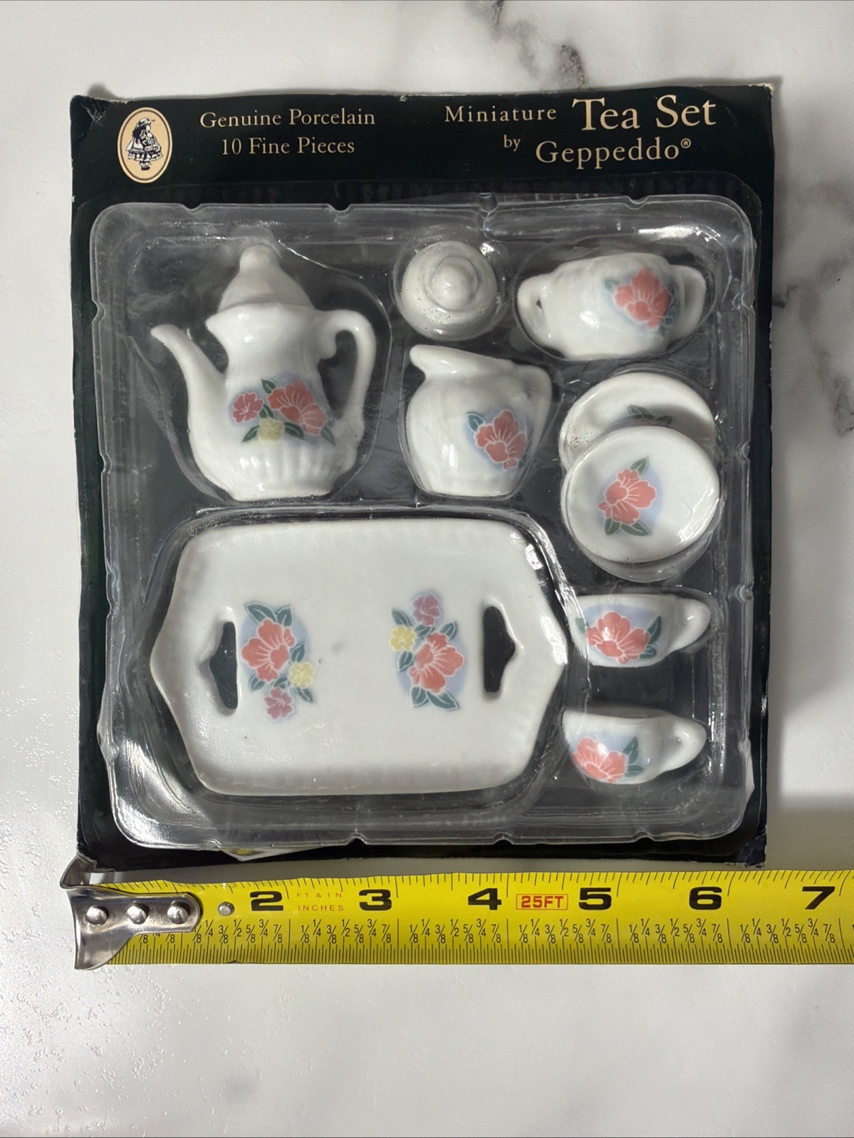 как выглядит Vintage Miniature Tea Set Geppeddo 10 Piece Fine Porcelain Floral Design In Pkg фото