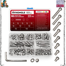 231 Pcs M6 Nuts and Bolts Set, Hex Socket Head Cap Screws Bolts and Nuts Set, As