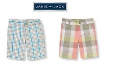 Janie and Jack boys "Shark Watcher" Plaid Shorts