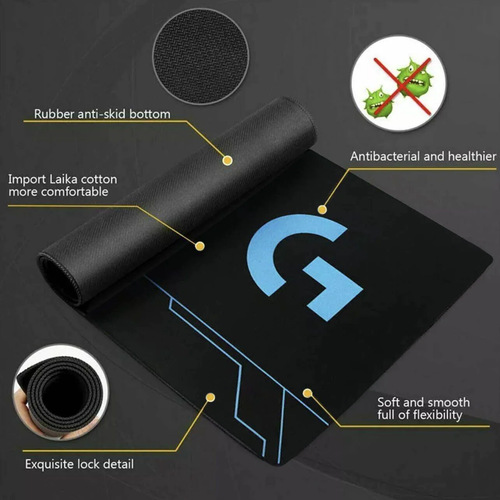 Logitech Gaming Mouse Pad Non-Slip Comfortable Mat Rubber Base Soft Cloth Black - Picture 11 of 15