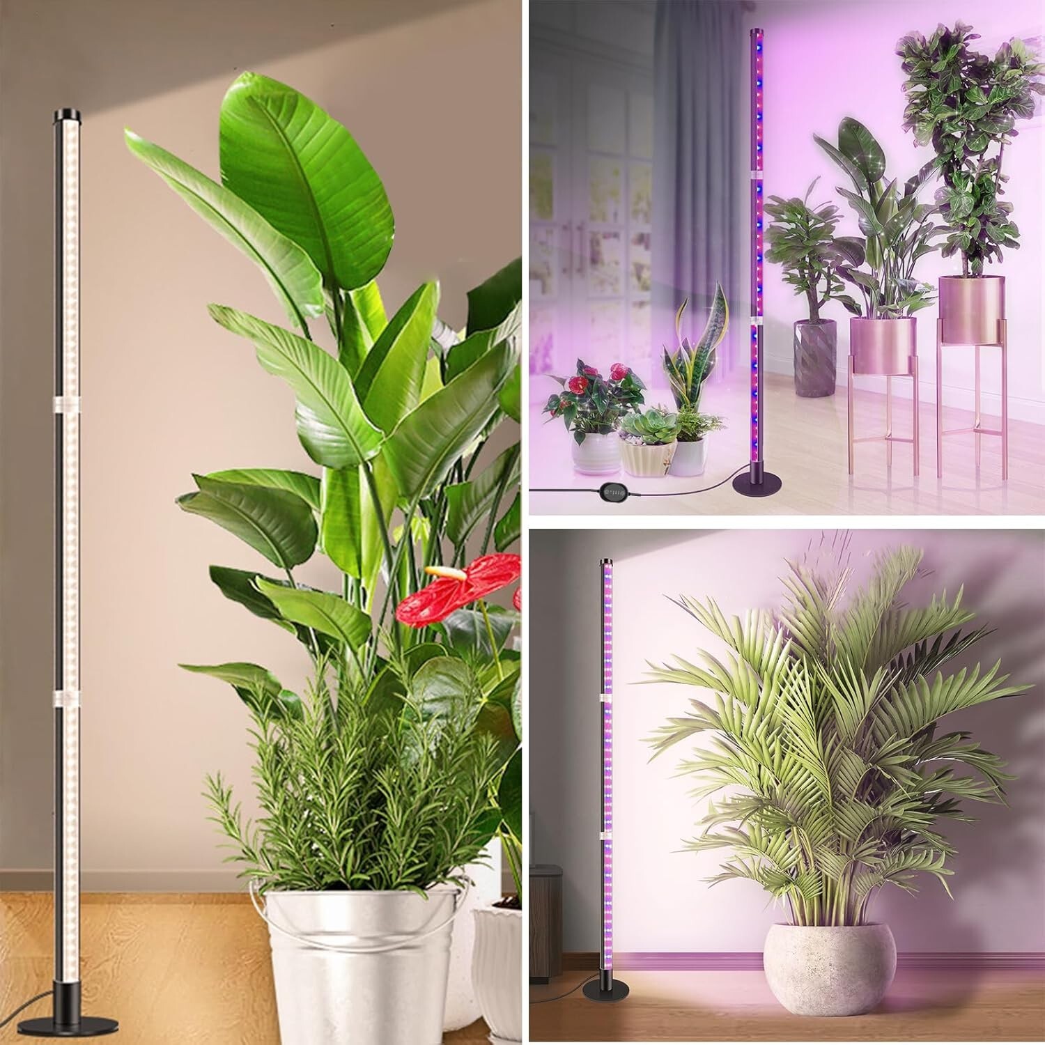 Led Grow Light 243 Leds Full Spectrum with Timer 48" Standing Indoor Grow Lamp