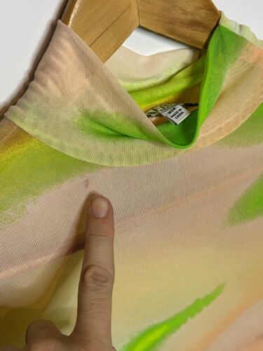 AFRM LOS ANGELES Zoe Mock Neck Sheer Mesh Top in Lime Ombre Tie Dye Cybercore M - Picture 4 of 6