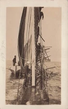 RPPC Sailors on USS Connecticut Navy Military Ship submarine Photo Postcard H17