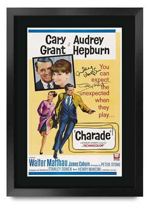 Charade Film Filmplakat Cast signiert gedruckt Autogramm A3 gerahmt Memorabilia