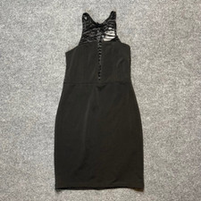 Windsor Womens Bodycon Dress Black Sheer Accents Mini Sleeveless LBD Zip S New