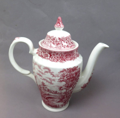 Memory Lane British Anchor Ironstone Kanne Kaffeekanne/Deckel rot 25 cmH Vintage