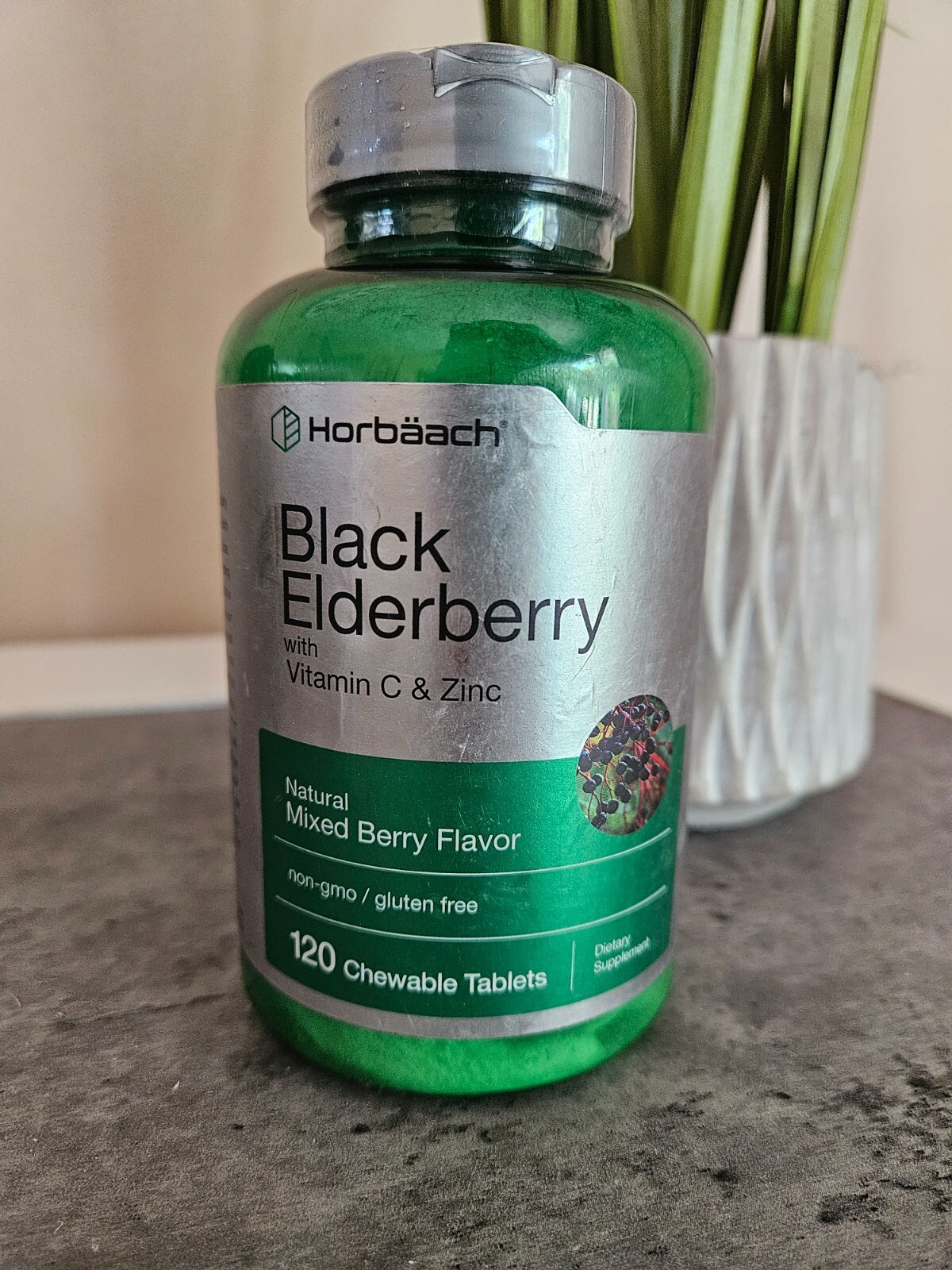 Black Elderberry Zinc & Vitamin C 120 Chewables Berry Flavor by