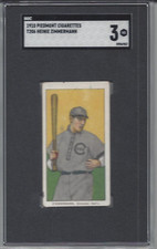 1910 T206 baseball card Heinie Zimmermann Chicago Cubs graded SGC 3 Piedmont