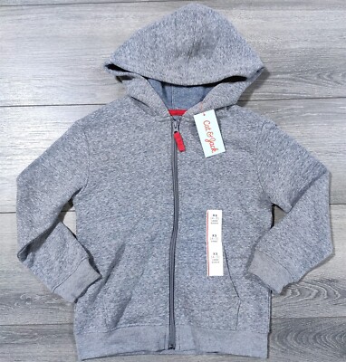 Cat & Jack Hoodie Boys X-Small 4-5 Gray Full Zip Hooded Sweater Long Sleeve