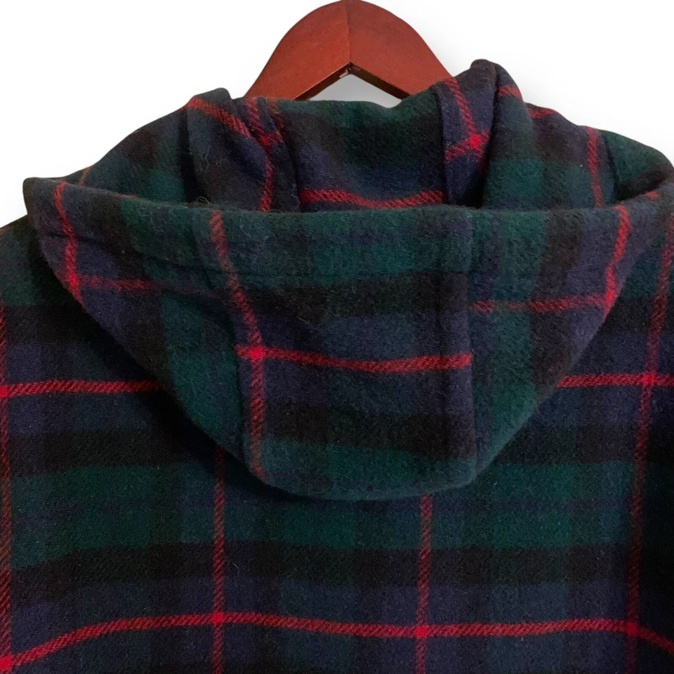 Винтажный Eddie Bauer спортивная парка гороха пальто маленький S синий зеленый красный клетку шерсти переключатель - Изображение 3 из 4