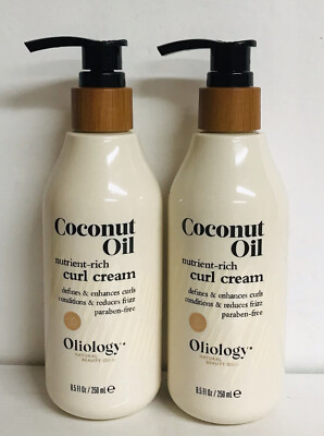 2 Bottles Olioligy ~ Coconut Oil Nutrient-Rich Curl Cream 8.5 fl oz Each