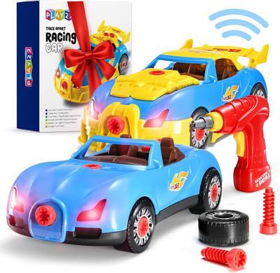 30 Pcs Take Apart Racing Car Toddler Toys Set - Build Your Own Car with Drill, E