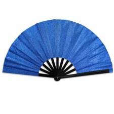 Royal Blue Glitter XL Hand Fan Boots on the Ground Line Dance Festival Rave