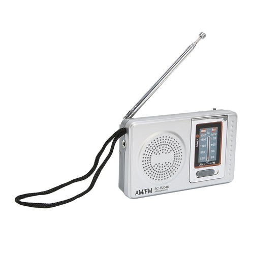 HD AM FM Radio Silver Gray Pocket Size AM FM Compact Simple Design AA Battery JY