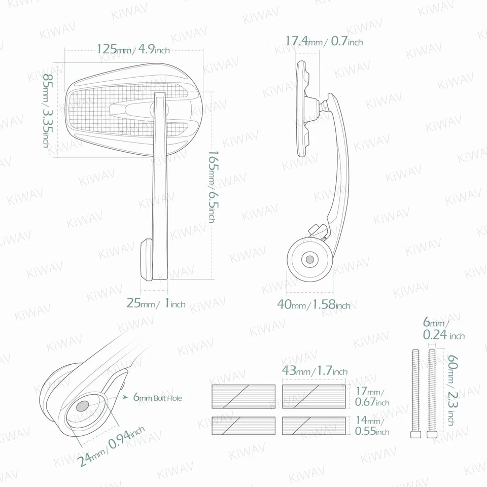Espejos retrovisores de extremo de barra hueca tapa pesada delgada mate fibra de carbono ID 14-20mm se adapta a Honda Foto 2 de 4