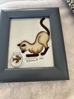 Signed & Dated Metal Art Picture Cat With Fish Bowl. Beautiful 6.5”x5.5”. — photo 1