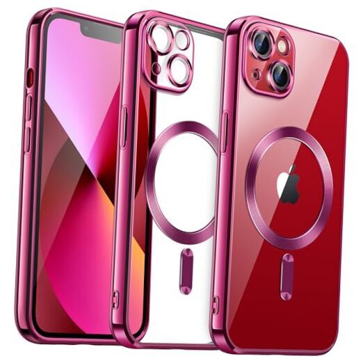 Soft Clear Case for iPhone 13 6.1-Inch, Camera Lens Full Protection, Rose Red
