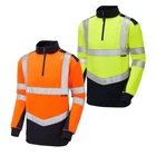Leo Hi Vis 1/4 Zip Sweatshirt Class 2 Contrast Comfort Jumper - TAPELEY