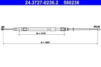 ATE 24372702362 Handbremsseil Bremsseil Seilzug Feststellbremse 580236