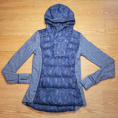  Lululemon Fluff Off Pullover Nightfall Black Goose Down Jacket Size 4
