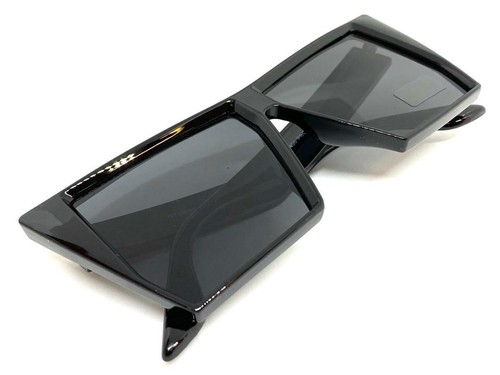 Oversize Exaggerated Modern Retro Cat Eye SUNGLASSES Large Black Frame Dark Lens - Picture 5 of 6