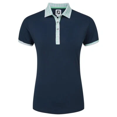 FootJoy Damen Golf Poloshirt mit Gingham-Besatz