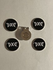  4 PXG 1" Flat Coin Style Golf Markers W/ Bonus Hat Clip - Quality Made 