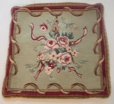 Best of Flanders Belgium Tapestry Throw Pillow Cover Green Pink Roses Gold trim
