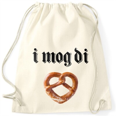 Gym bag I mog di heart pretzel pretzels Bavarian Bavaria I like you Moonworks  
