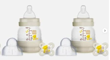 Lot of 2 MAM Easy Start Anti-Colic 4.5-Ounce Bottle W/ Pacifier Set Teddy Bear