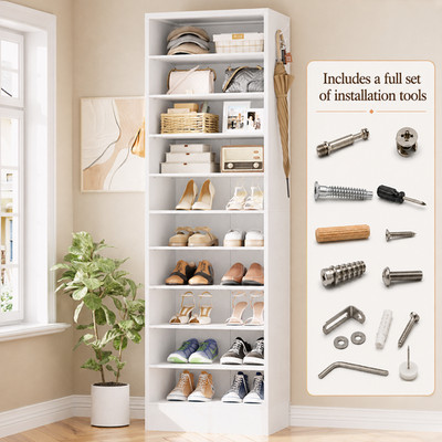 80'' Tall Shoe Cabinet, 10-Tier Narrow Shoe Rack for 20-22 Pairs