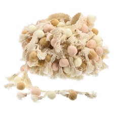 5 Yards Pom Pom Ball Fringe Trim Ribbon Sewing for DIY Crafts Beige