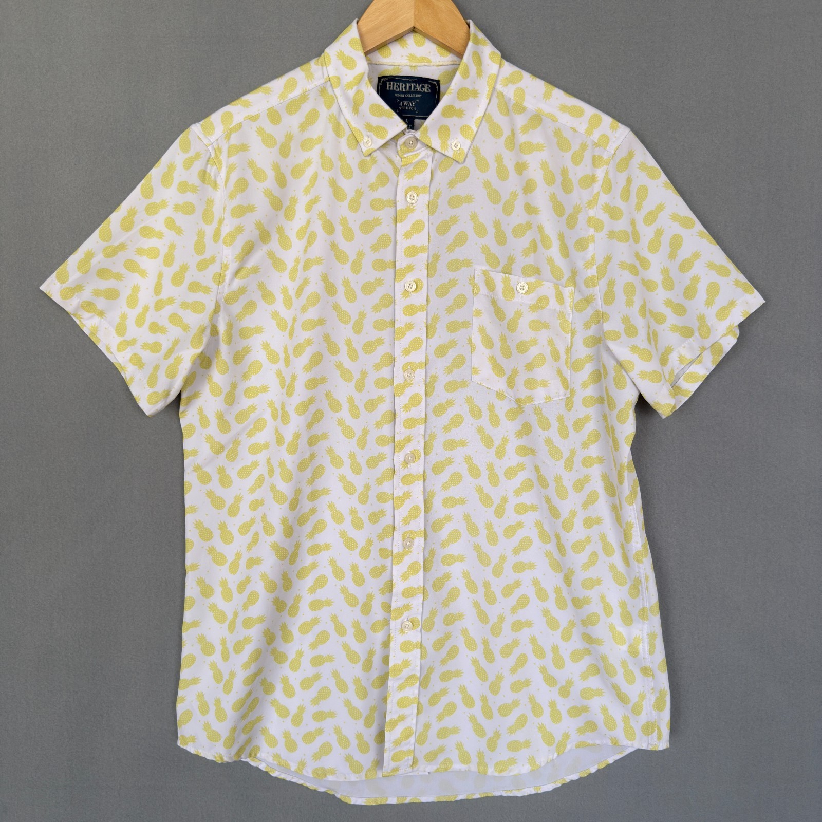 Heritage Report Collection Men's L 4 Way Stretch Button Down Shirt Short Sleeve