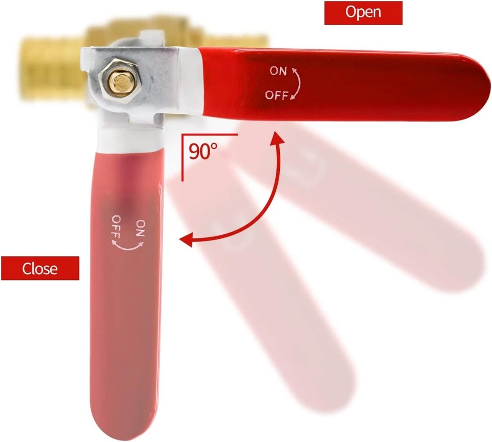 10pcs PEX Brass Ball Valves, 1/2" PEX Full Port Shut Off, Quarter Turn - image 4 of 4
