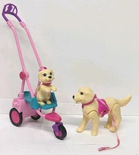 Barbie Strollin Pups Mattel 3 Wheel Scooter Stroller Pets Dog Carrier 