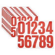 10 Sheets Vinyl House Numbers 4 Inch Self-Adhesive Number Stickers, Red