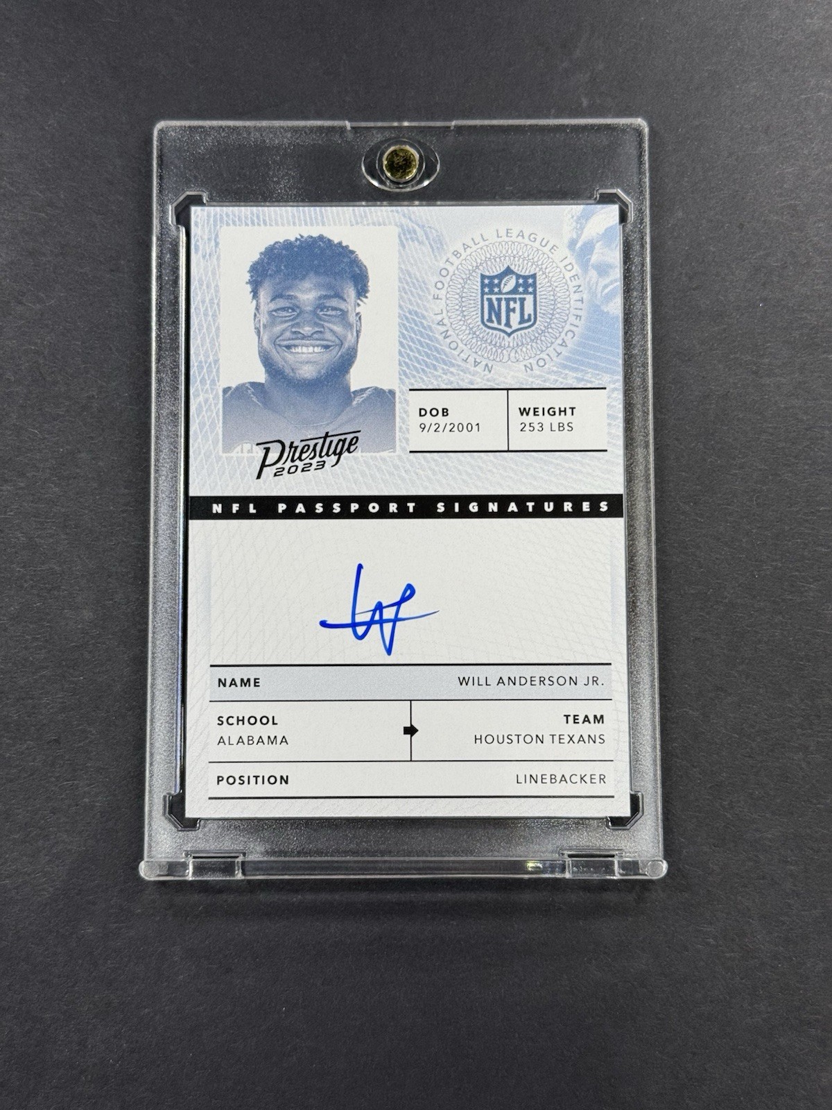 2023 Panini Prestige- Will Anderson Jr. #NPS-WA Passport Signatures (RC)
