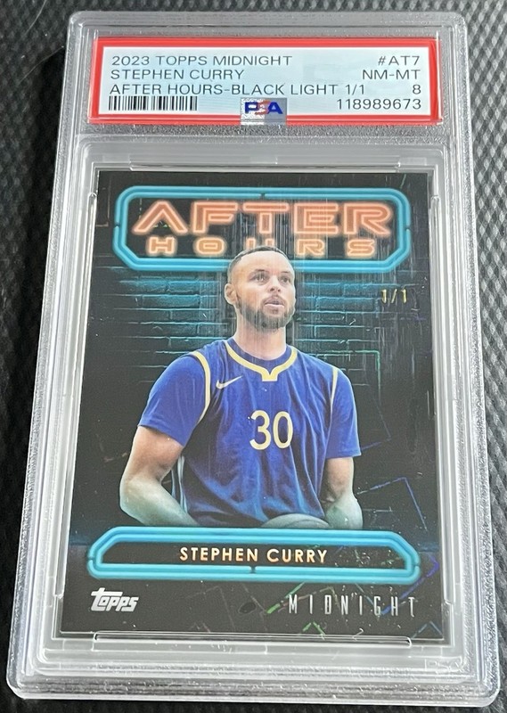 2023 Stephen Curry Warriors 1/1 PSA 8 Topps Midnight After Hours Card #AT7 - 1/1