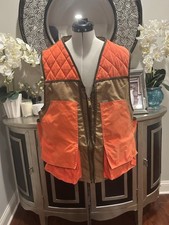 Vintage Carhartt Vest Mens Large Brown Orange VU250 Hunting Game Bag Union USA